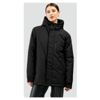 River Club Dámské černé fleecové zimní kabáty s kapucí a větruodolné s kapucí Parka