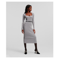 Šaty karl lagerfeld lslv lurex logo knit dress šedá