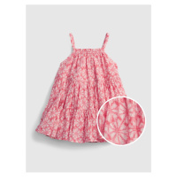 Červené holčičí baby šaty gauze tiered floral dress
