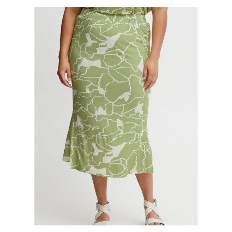 Bílo-zelená dámská vzorovaná midi sukně Fransa