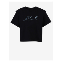Černé dámské tričko s ramenními vycpávkami KARL LAGERFELD