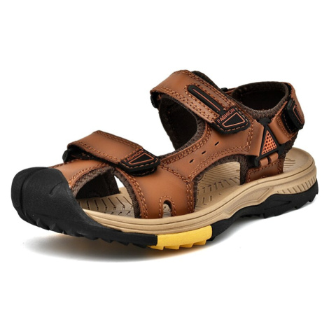 Kožené pánské boty s pásky a gumovou podrážkou MIXI FASHION