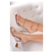 Stříbrné sandály na tenkém podpatku s ozdobnými kamínky Sophie