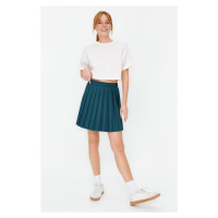 Trendyol Emerald Green Pleated Mini Woven Skirt Skirt