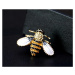 Camerazar Velká zlatá brož ve tvaru hmyzu se zirkony, bižuterní slitina, 3 cm x 4,1 cm