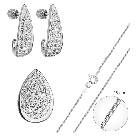 Evolution Group Sada stříbrných šperků náušnice a náhrdelník slza bílá AG SADA 9
