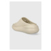 Pantofle Crocs Classic Crush Slide dámské, béžová barva, na platformě, 208731