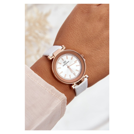 Klasické dámské kožené hodinky Giorgio&Dario bílé Kesi