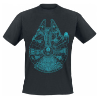 Star Wars Millenium Falcon Blueprint Tričko černá