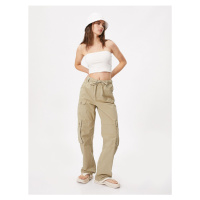 Koton Cargo Pants with Tie Waist, Big Pocket with Button, Cotton