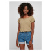 Urban Classics / Ladies Cropped Button Up Rib Tee khaki