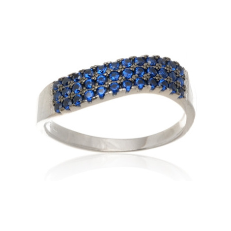 Dámský stříbrný prsten s modrými zirkony AGG517 Beneto