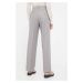Vlněné kalhoty Calvin Klein šedá barva, jednoduché, high waist