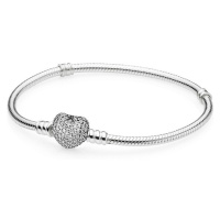 Pandora Stříbrný náramek s třpytícím srdcem 590727CZ 19 cm