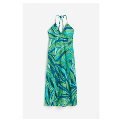 H & M - Bavlněné šaty halterneck - tyrkysová H&M