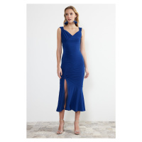 Trendyol Saks Draped Knitted Elegant Evening Dress