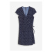 H & M - Krepové zavinovací šaty - modrá