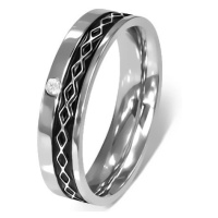 Prsten z chirurgické oceli - Keltský design, čirý zirkon