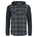 Urban Classics Hooded Checked Flanell Sweat Sleeve Shirt Košile cerná/šedá