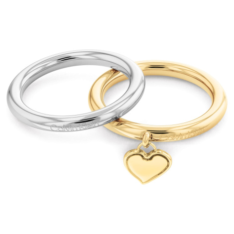 Calvin Klein Romantická bicolor souprava ocelových prstenů Captivate 35000326 56 mm