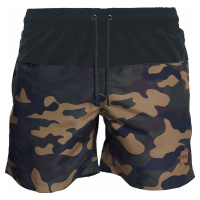 Urban Classics Block Swim Shorts Pánské plavky lesní / černá