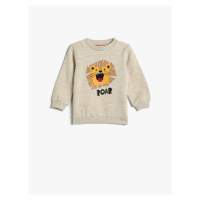 Koton Lion Printed Sweatshirt Long Sleeved Crew Neck Sharding
