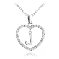 Stříbrný náhrdelník se srdíčkem a písmenem J JMAS900JSN45