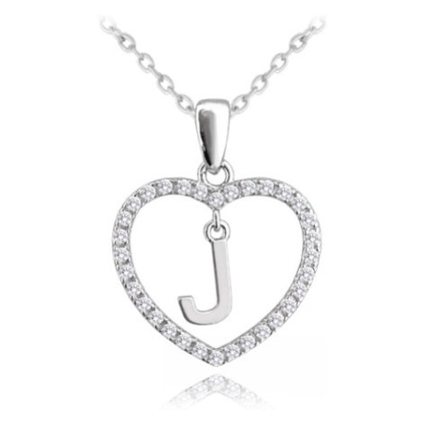 Stříbrný náhrdelník se srdíčkem a písmenem J JMAS900JSN45