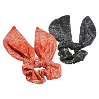 Šátkové scrunchies s mašlí XXL 2 balení oranžová/černá