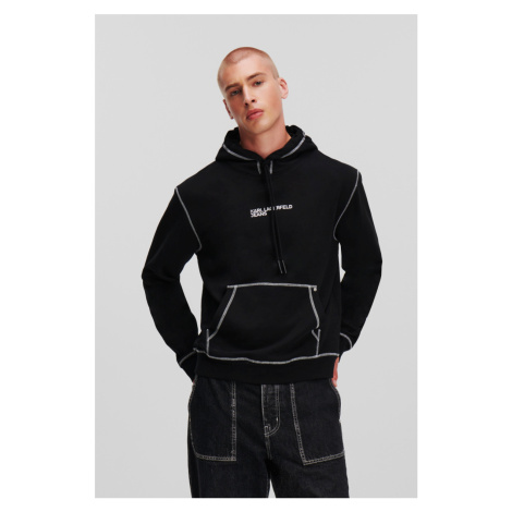 Mikina karl lagerfeld jeans klj regular contrast hoodie black