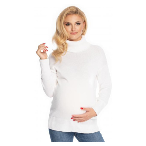 Klasický těhotenský svetr s rolákem v krémové barvě