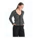 LC Waikiki V-Neck Striped Long Sleeve Women's Knitwear Cardigan