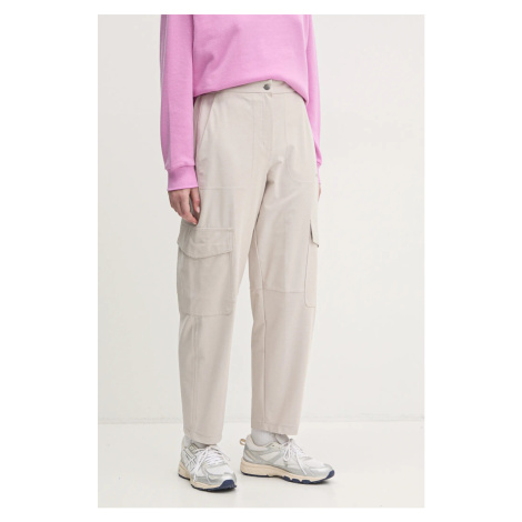 Kalhoty Dkny dámské, béžová barva, kapsáče, high waist, DP5P3500