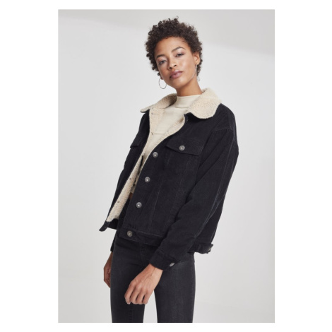 Bunda Urban Classics Ladies Oversize Sherpa Corduroy Jacket - blk/beige