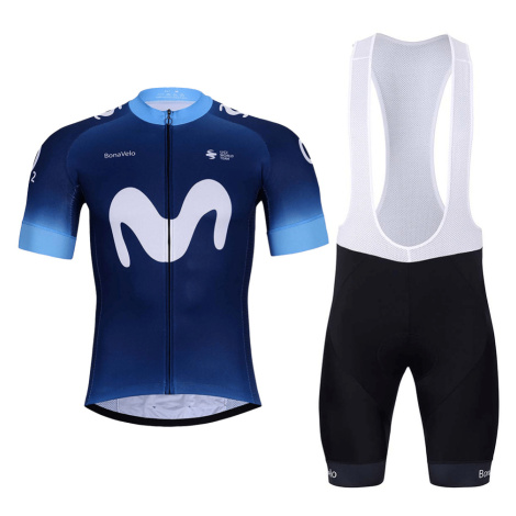 BONAVELO Cyklistický krátký dres a krátké kalhoty - MOVISTAR 2024 - černá/modrá