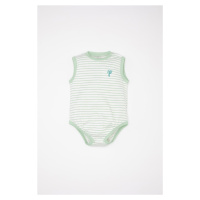 DEFACTO Baby Boy Newborn Baby Collar Striped Ribbed Sleeveless Snap-On Body