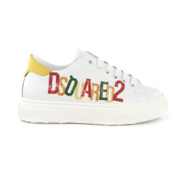 Tenisky dsquared logo leather sneakers low lace up bílá