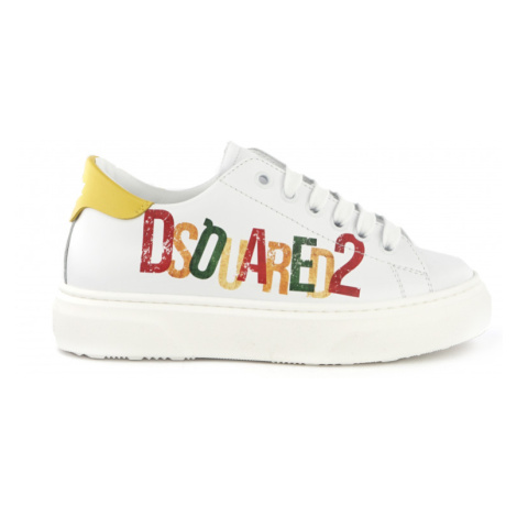 Tenisky dsquared logo leather sneakers low lace up bílá Dsquared²