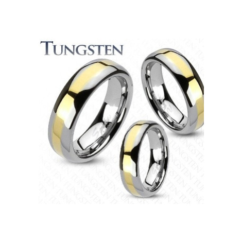 Wolframový prsten - zlatý proužek Šperky eshop