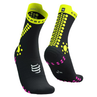 Compressport Pro Racing Socks V4.0 Trail Black/Safety Yellow/Neon Pink T2 Běžecké ponožky