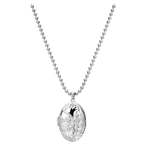 Hot Diamonds Stříbrný oválný náhrdelník s diamantem Memories Locket DP773