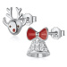 GRACE Silver Jewellery Vánoční stříbrné náušnice Zvoneček a Rudolf, stříbro 925/1000 E1460-DA254