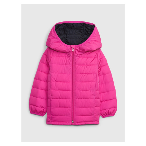 Tmavě růžová holčičí prošívaná zimní bunda Gap