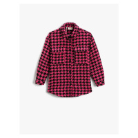 Koton Tweed Oversized Shirt and Jacket Crowbar Pattern Covered With Pocket.