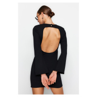 Trendyol Black Spanish-Sleeve Mini Knitted Dress With Neckline