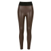 Ladies Faux Leather High Waist Leggings - brown