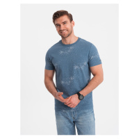 Modré pánské vzorované tričko Ombre Clothing