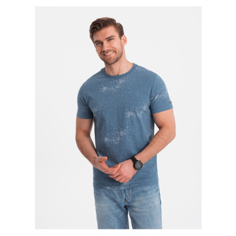 Modré pánské vzorované tričko Ombre Clothing