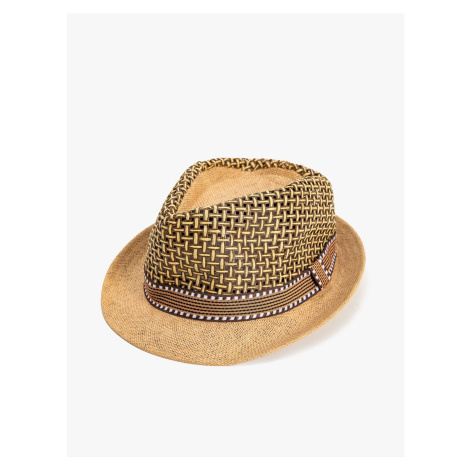 Koton Straw Fedora Hat with Stripe Detail