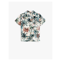 Koton Short Sleeve Shirt Palm Printed Single Pocket Detailed